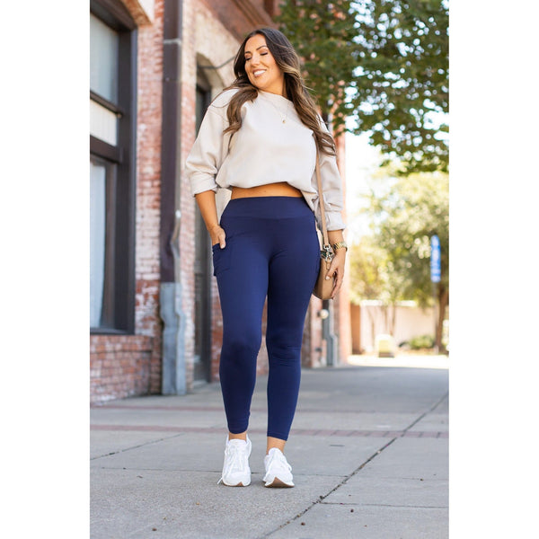 Ready to Ship | Navy Full-Length with Pocket Leggings - Luxe Leggings by Julia Rose®