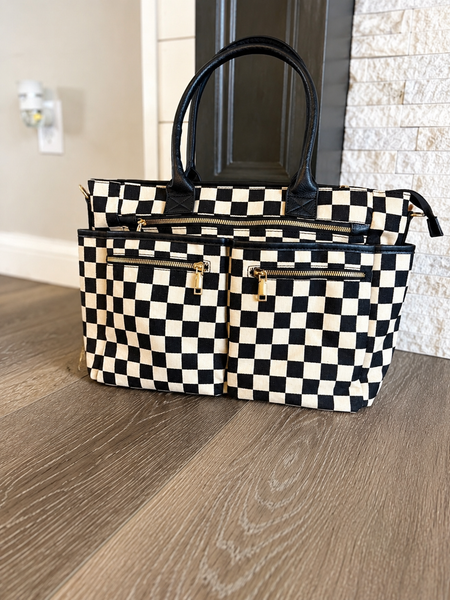 PREORDER: On-The-Go Checkered Organizer Tote RERUN 6.8.26 osym - Pumpkin Patch Co