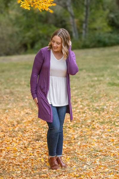 IN STOCK Classic Cardigan - Purple FINAL SALE