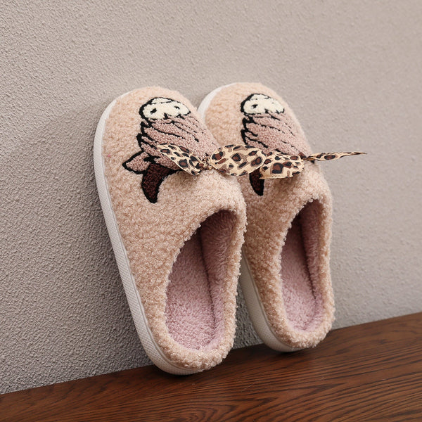 PREORDER: Highland cow with leopard bow slippers 8.24.26 OSYM - Pumpkin Patch Co