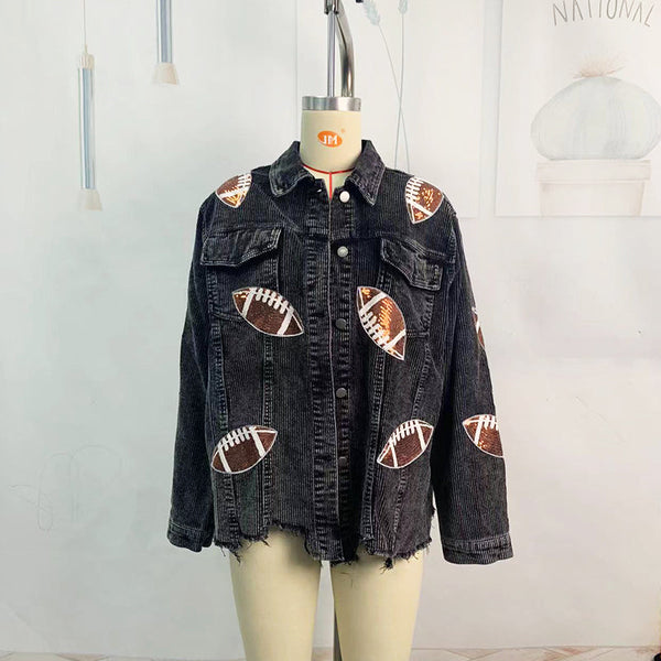 RTS: Football Corduroy Jacket- - Pumpkin Patch Co