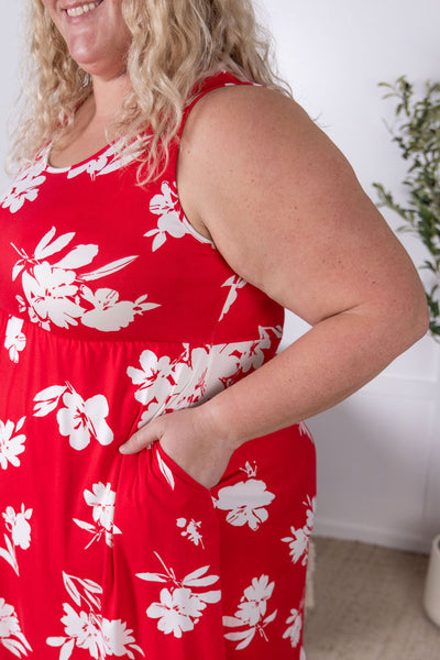 IN STOCK Kelsey Tank Dress - Red Floral FINAL SALE - Pumpkin Patch Co