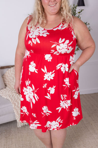 IN STOCK Kelsey Tank Dress - Red Floral FINAL SALE - Pumpkin Patch Co