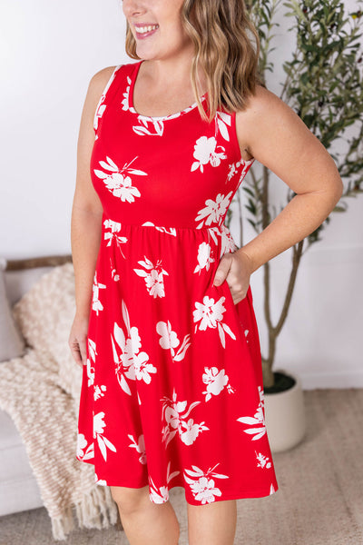 IN STOCK Kelsey Tank Dress - Red Floral FINAL SALE - Pumpkin Patch Co