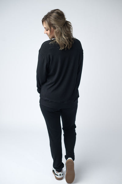 IN STOCK Corrine Ribbed Pullover Top - Black - Pumpkin Patch Co