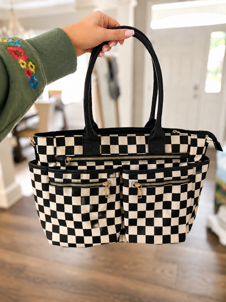 PREORDER: On-The-Go Checkered Organizer Tote RERUN 6.8.26 osym - Pumpkin Patch Co