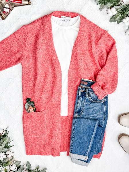 IN STOCK Madison Cozy Cardigan - Cherry Blush