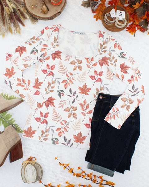 IN STOCK Alyssa Long Sleeve Top - Harvest Leaves