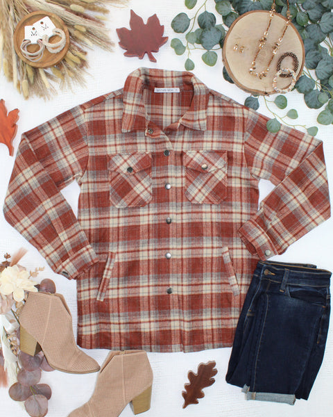 IN STOCK Norah Shacket - Brick Plaid - Pumpkin Patch Co