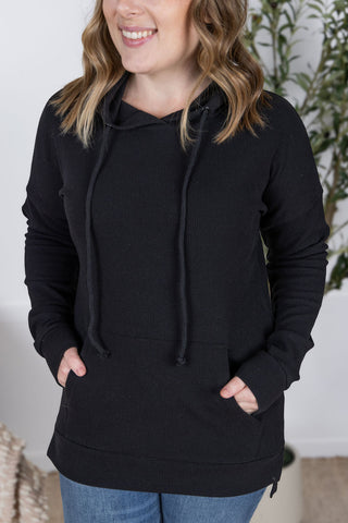IN STOCK Kacey Ribbed Hoodie - Black FINAL SALE