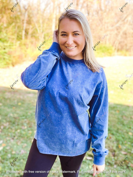 RTS: Mineral Washed Long sleeve Crews (boyfriend fit oversized)- - Pumpkin Patch Co