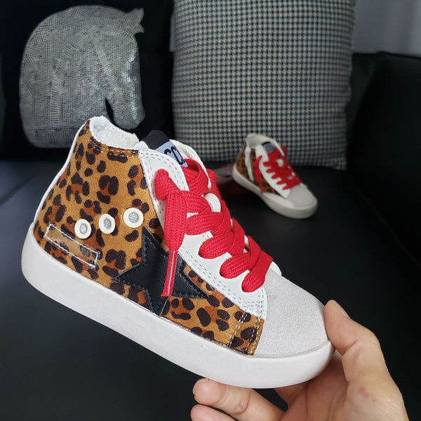 rts: High Top Star Sparkle and Leopard Tennis Shoe (high quality)- - Pumpkin Patch Co