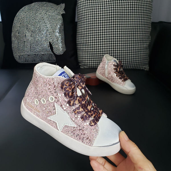 rts: High Top Star Sparkle and Leopard Tennis Shoe (high quality)- - Pumpkin Patch Co