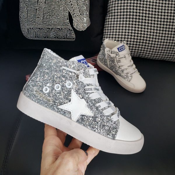rts: High Top Star Sparkle and Leopard Tennis Shoe (high quality)- - Pumpkin Patch Co