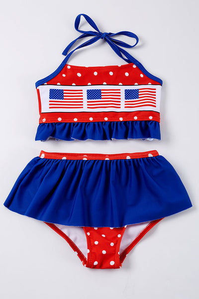 RTS: Girls Two-piece Flag Swim - Pumpkin Patch Co