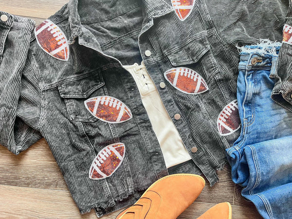 RTS: Football Corduroy Jacket- - Pumpkin Patch Co