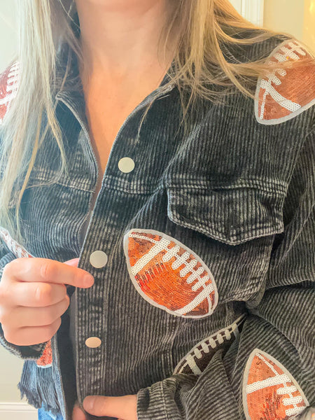 RTS: Football Corduroy Jacket- - Pumpkin Patch Co