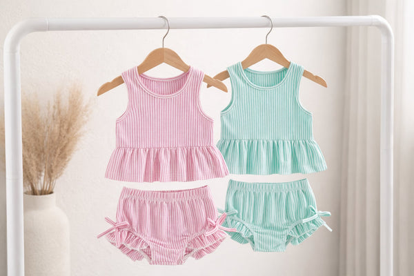 PREORDER: Gingham print baby doll tank & bummie set 3.16.26