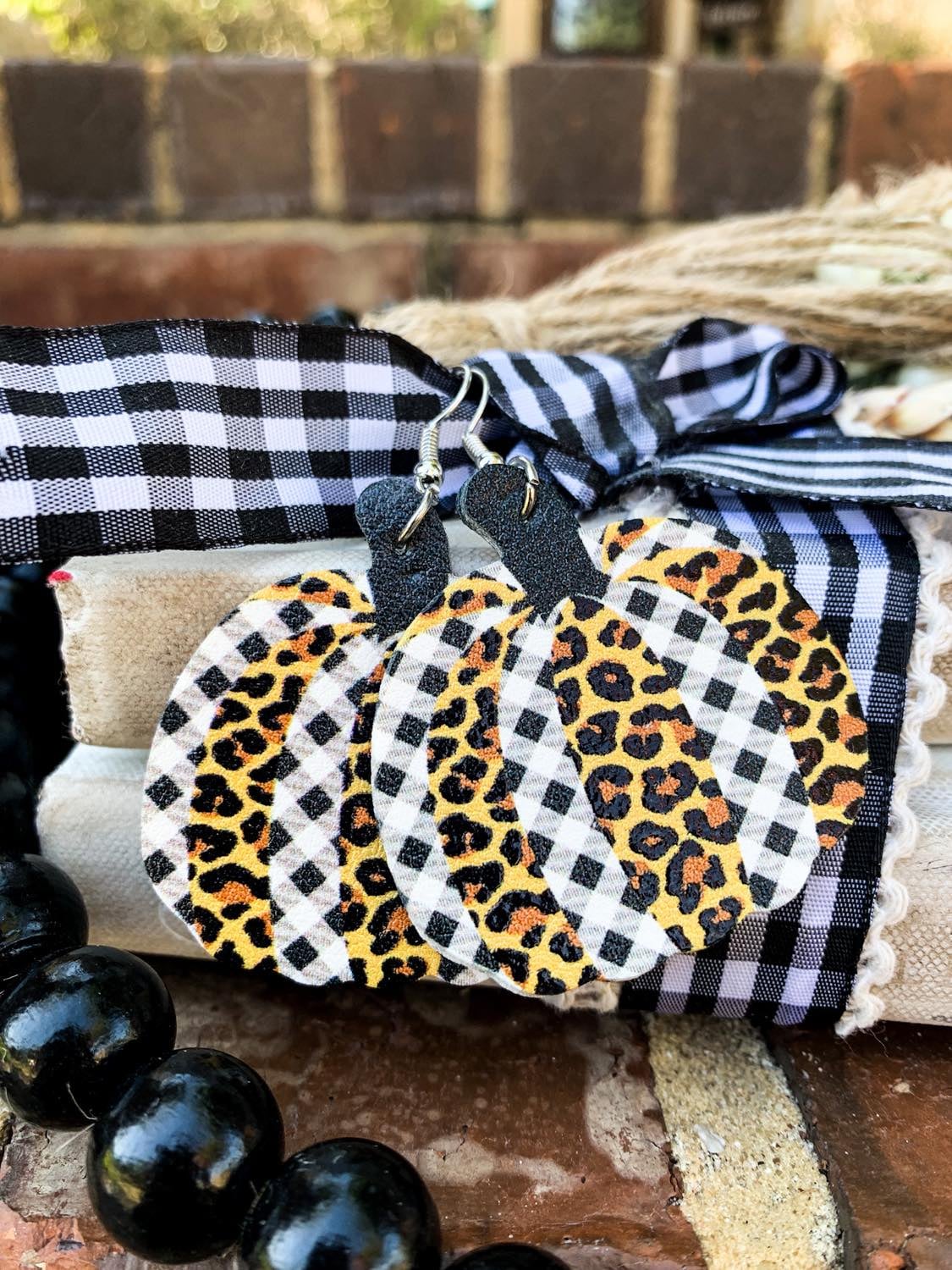 RTS: Pumpkin Leopard Earrings-