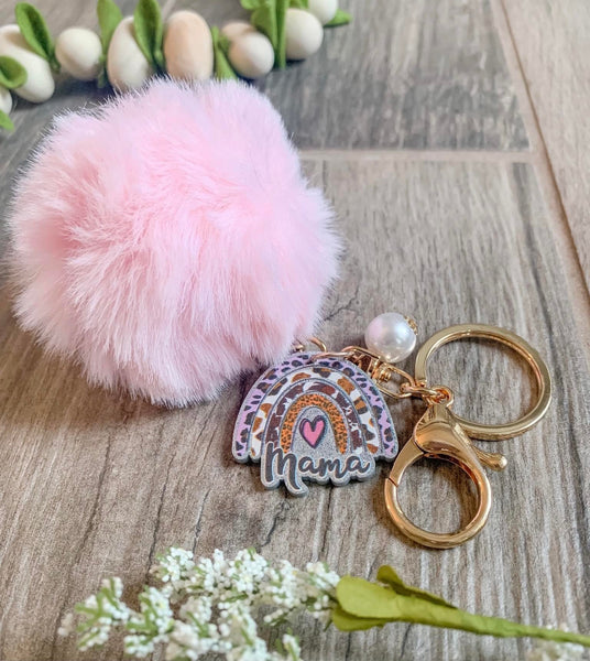 RTS: Rainbow Mama Puff or Bead Keyring- - Pumpkin Patch Co