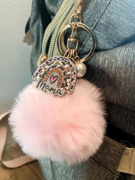 RTS: Rainbow Mama Puff or Bead Keyring- - Pumpkin Patch Co