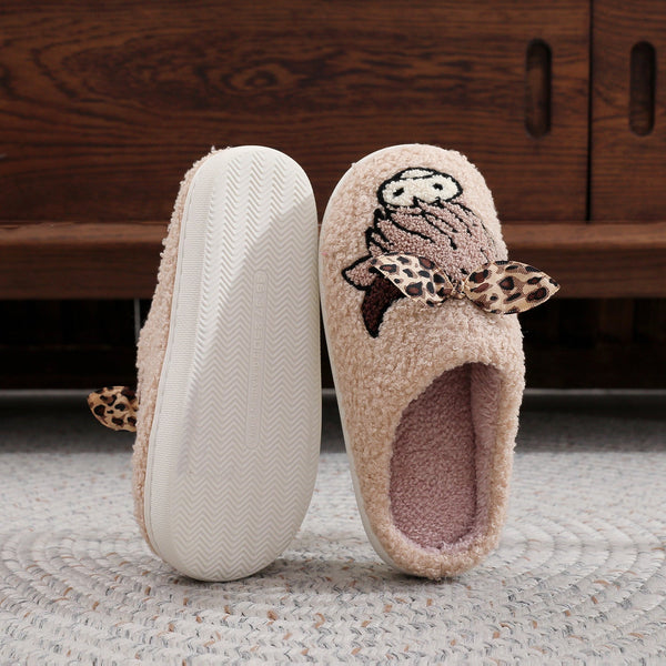 PREORDER: Highland cow with leopard bow slippers  8.17.26