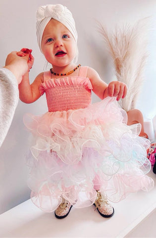 RTS: The Annabelle Muted Rainbow Tulle Dress