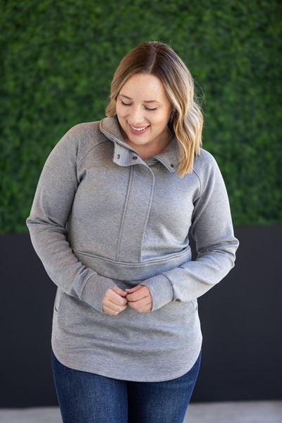 IN STOCK Mia Scuba Halfzip - Grey FINAL SALE - Pumpkin Patch Co