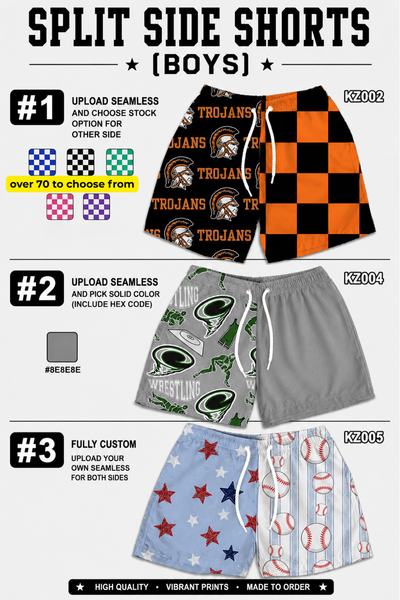 PREORDER: Boys Split Side Shorts (Fully Custom) 5.18.26