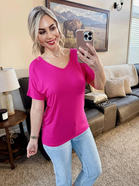 IN STOCK Chloe Cozy Tee - Hot Pink - Pumpkin Patch Co