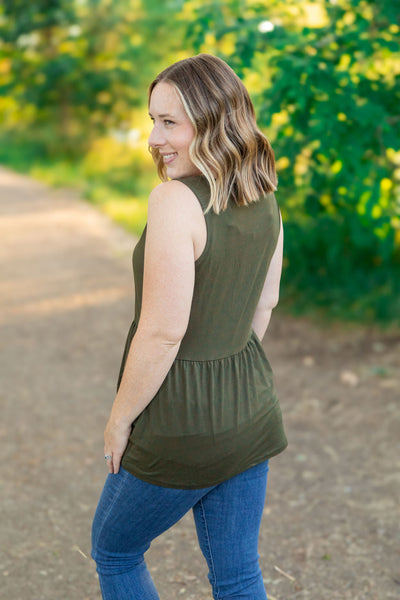 IN STOCK Renee Ruffle Tank - Olive