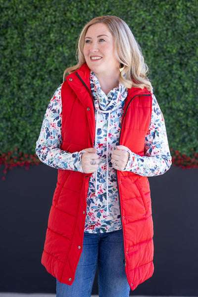 IN STOCK Harlow Long Vest - Red
