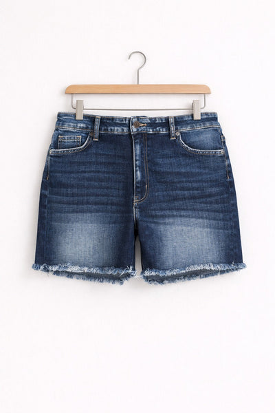 RTS: Zenana Mid Rise Frayed Hem Denim Shorts