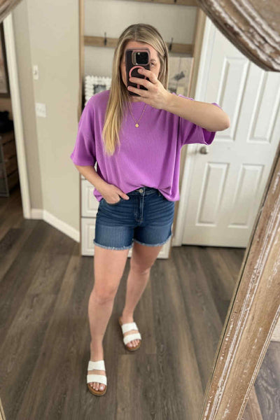 RTS: Zenana Mid Rise Frayed Hem Denim Shorts
