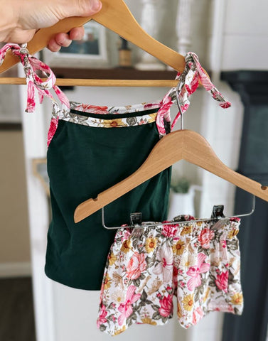 RTS floral bag shorts and tie tank-