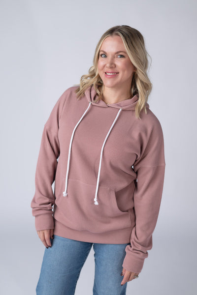 IN STOCK Kacey Ribbed Hoodie - Rose