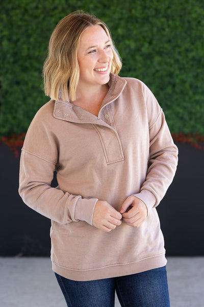 IN STOCK Jesse Vintage Wash Snap Pullover - Tan - Pumpkin Patch Co