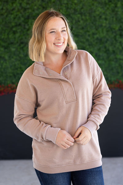 IN STOCK Jesse Vintage Wash Snap Pullover - Tan - Pumpkin Patch Co