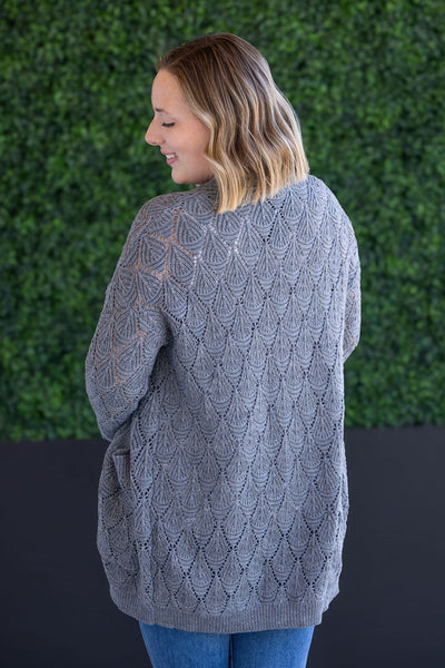 IN STOCK Open Knit Cardigan - Grey - Pumpkin Patch Co