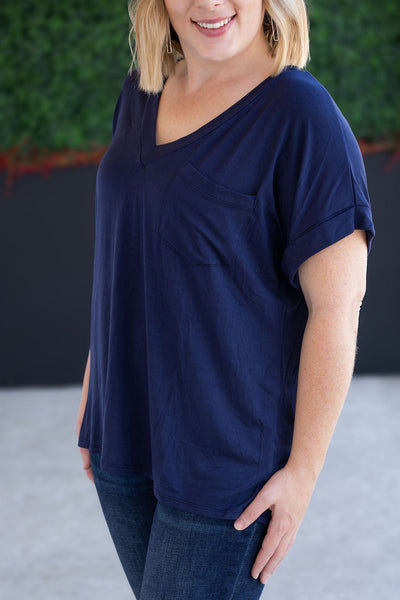 IN STOCK Sierra Pocket Top - Navy - Pumpkin Patch Co