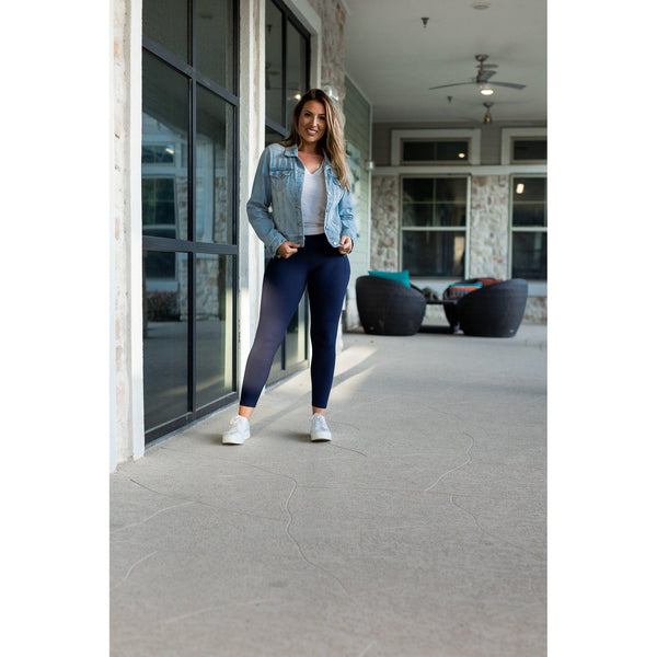 Ready to Ship | Navy Full-Length with Pocket Leggings - Luxe Leggings by Julia Rose®