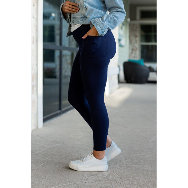 Ready to Ship | Navy Full-Length with Pocket Leggings - Luxe Leggings by Julia Rose®