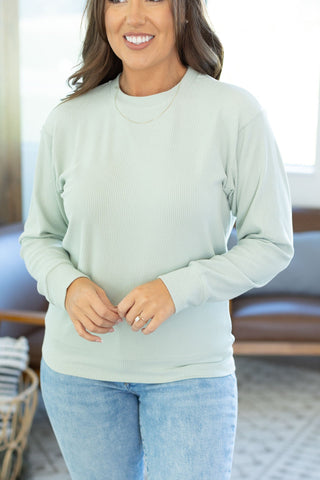 IN STOCK Corrine Ribbed Pullover Top - Sage
