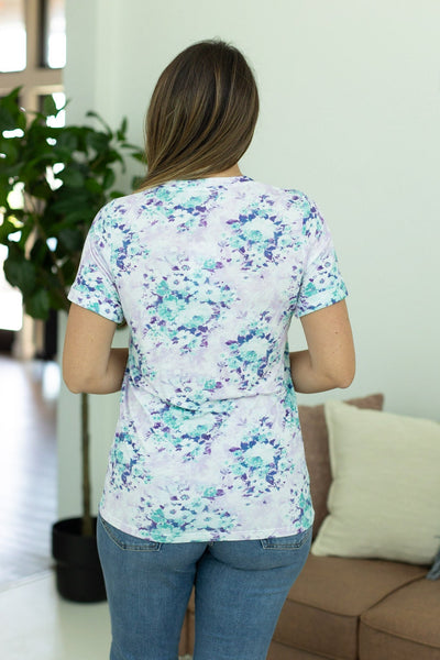 IN STOCK Sophie Pocket Tee - Purple and Mint Floral