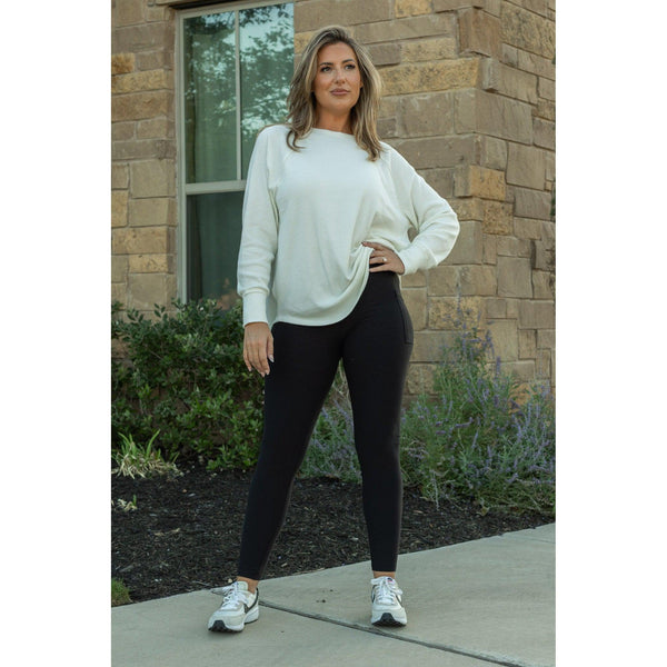 Ready to Ship |   Black FLEECE Full Length Leggings with Pockets Round 4 - Luxe Leggings by Julia Rose®