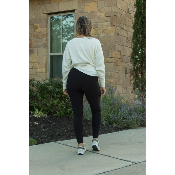 Ready to Ship |   Black FLEECE Full Length Leggings with Pockets Round 4 - Luxe Leggings by Julia Rose®