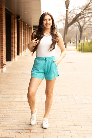 PreOrder | The Emelia Terry Cloth Shorts - Teal