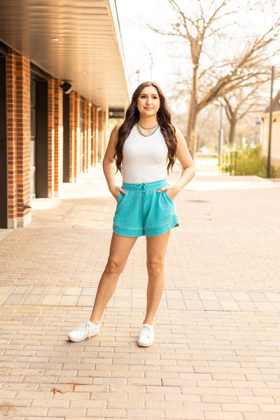 PreOrder | The Emelia Terry Cloth Shorts - Teal