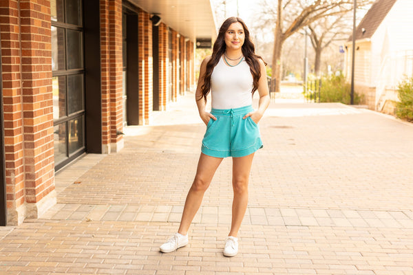 PreOrder | The Emelia Terry Cloth Shorts - Teal