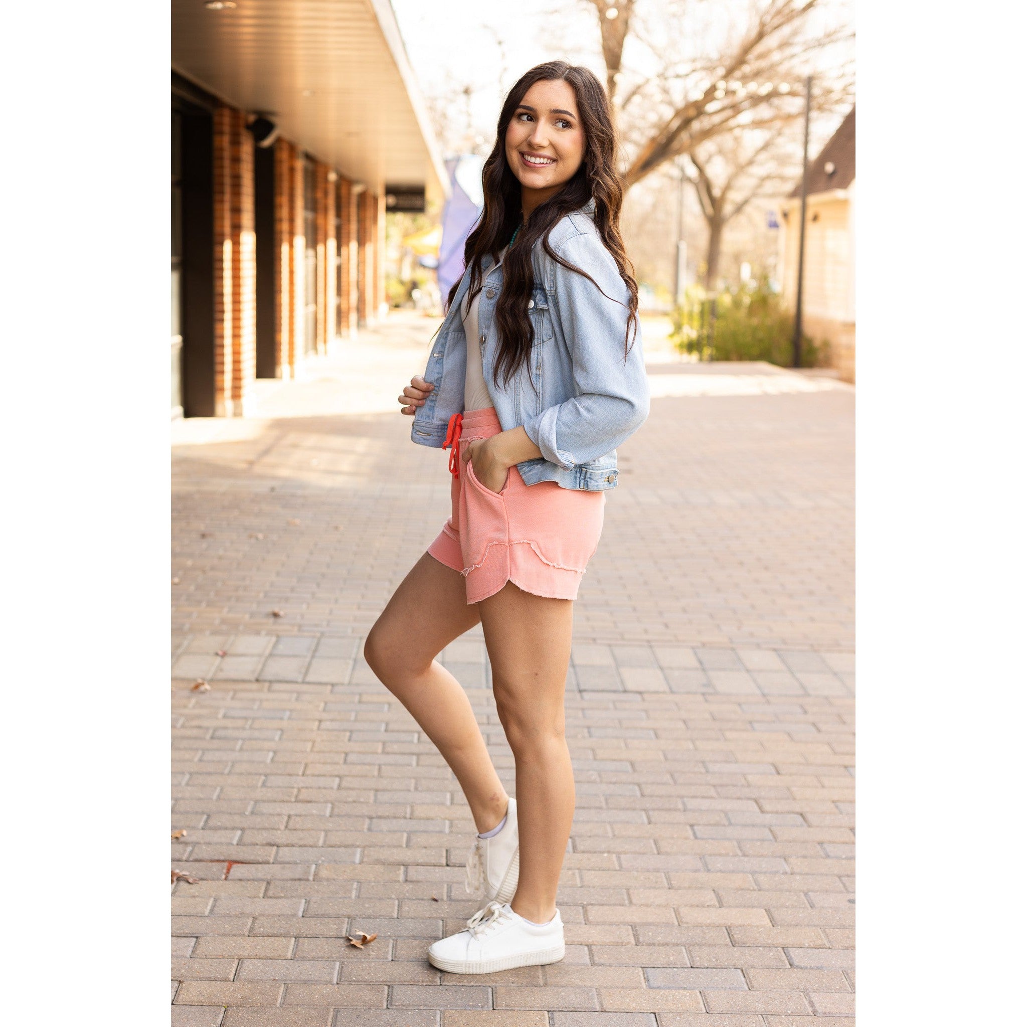 Ready to Ship | The Emelia Terry Cloth Shorts - Pastel Orange